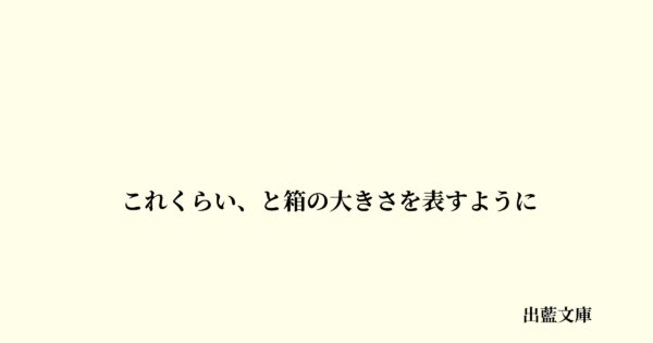 これくらい、と箱の大きさを表すように